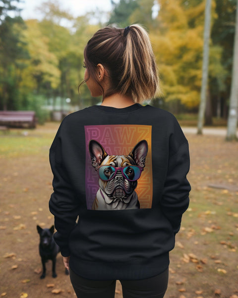 Frenchie With Glasses Black Crewneck - Pawz
