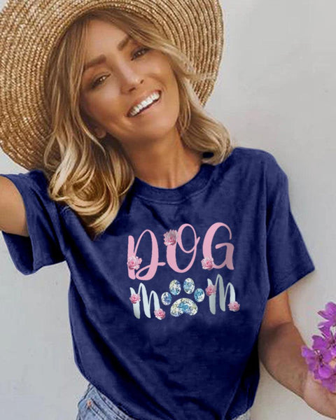 Floral Dog Mom Navy Tee - Pawz