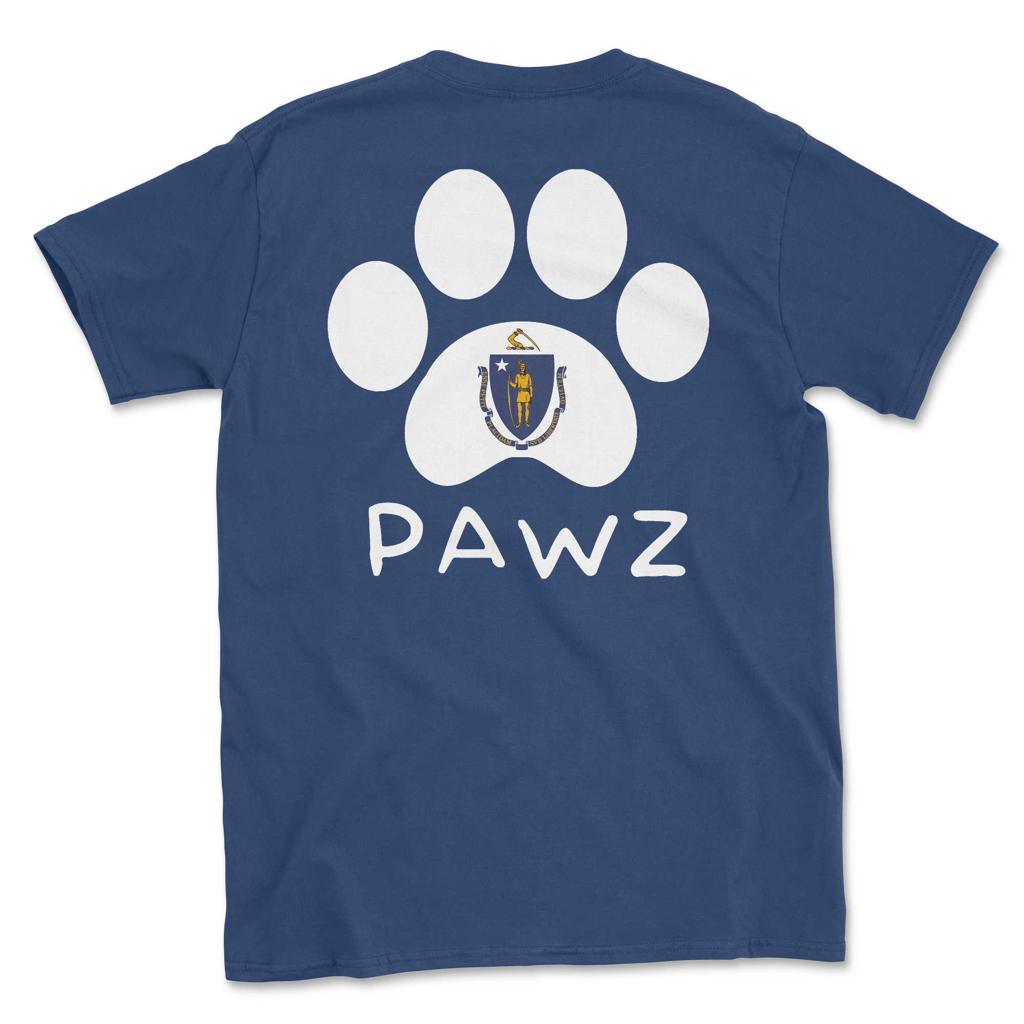 Massachusetts Flag Paw (Adult Short Sleeve T-Shirt)