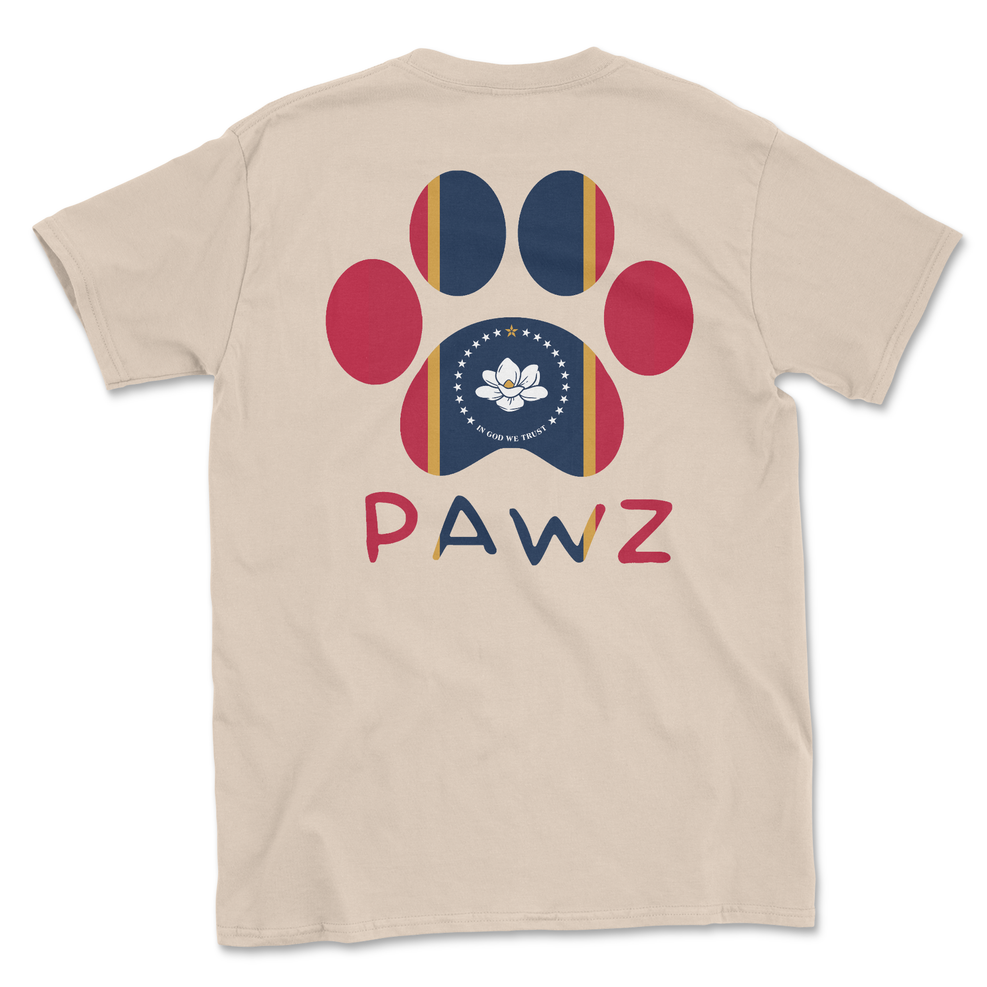 Mississippi Flag Paw (Adult Short Sleeve T-Shirt)