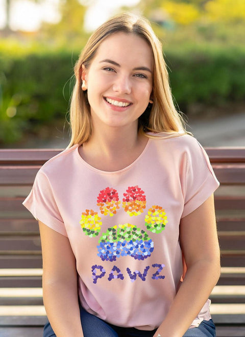 Rainbow Hearts (Front) Tee - Pawz