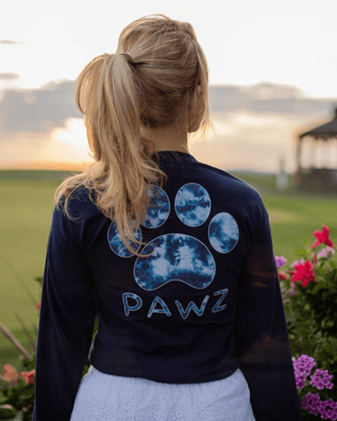 Tie Dye Print Navy Long Sleeve T-Shirt - Pawz