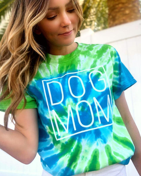 St. Lucia Tie Dye White Simple Dog Mom Tee - Pawz