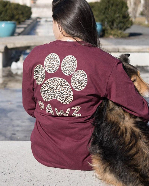 Pawz Cheetah Print Maroon Long Sleeve - Pawz