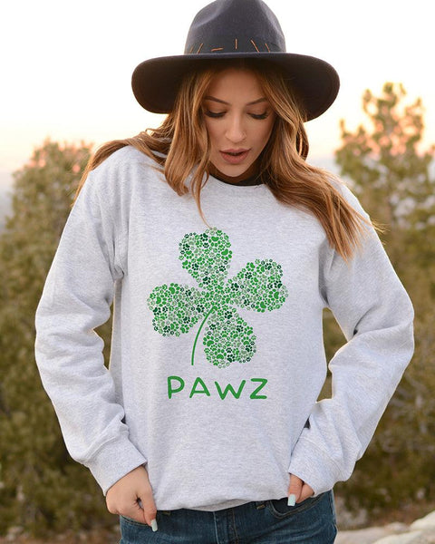 Pawz Shamrock (Front) Ash Crewneck - Pawz