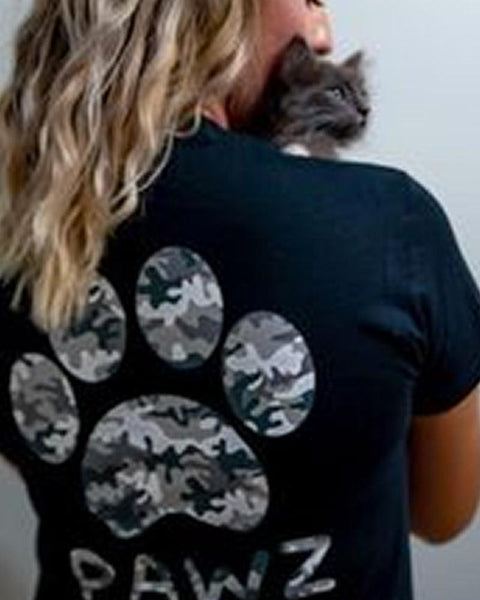 Short Sleeve Black and White Camo Tee - Pawz