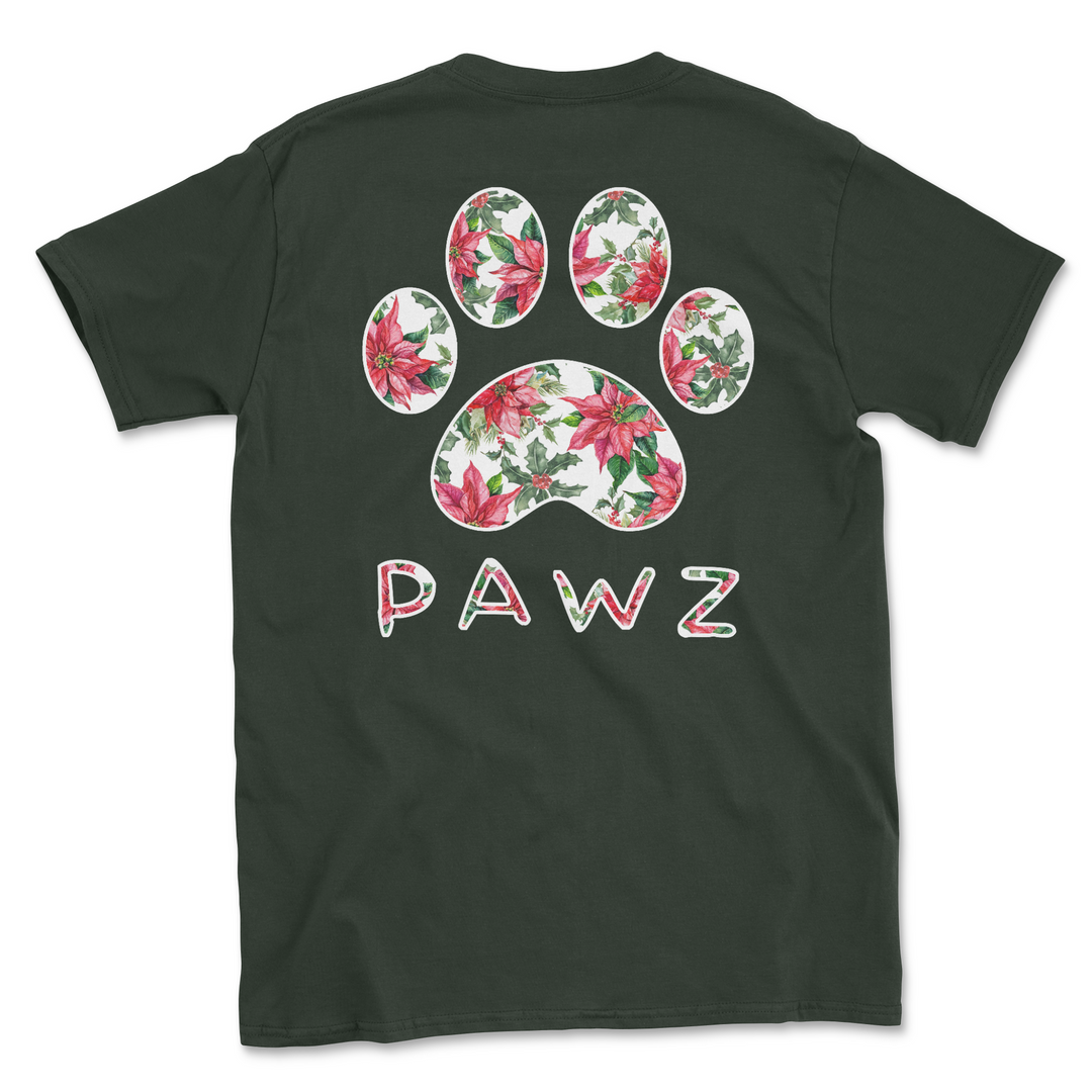 Poinsettia Paw (Adult Short Sleeve T-Shirt)