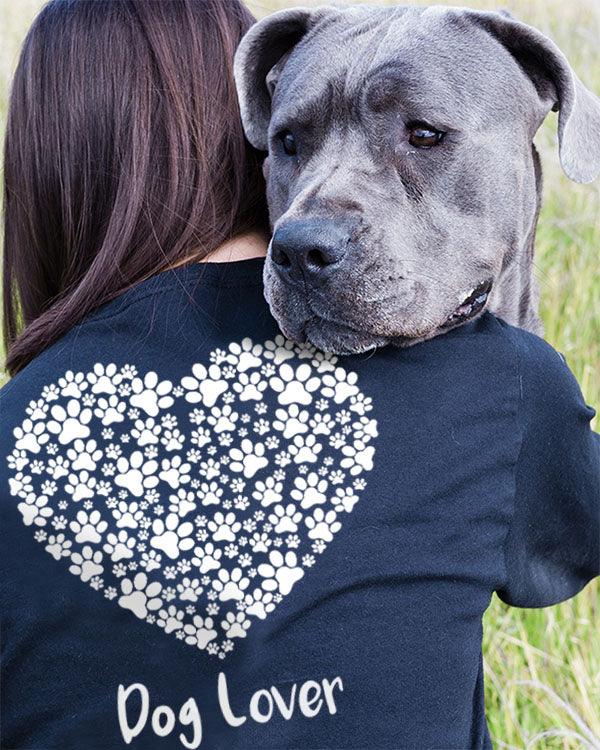 Pawz White Heart Dog Lover Black Long Sleeve - Pawz