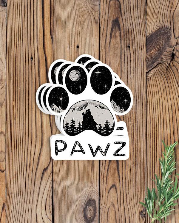 Pawz Howling Wolf Vinyl Sticker - Pawz