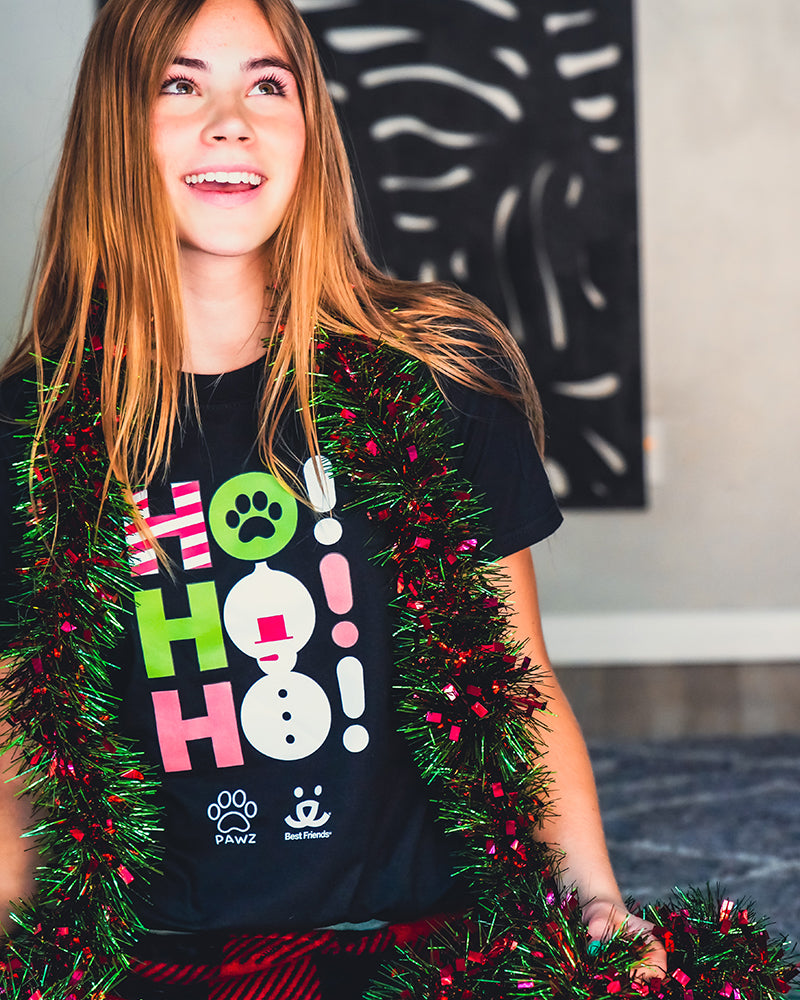 Pawz + Best Friends Ho! Ho! Ho! Black Tee - Pawz