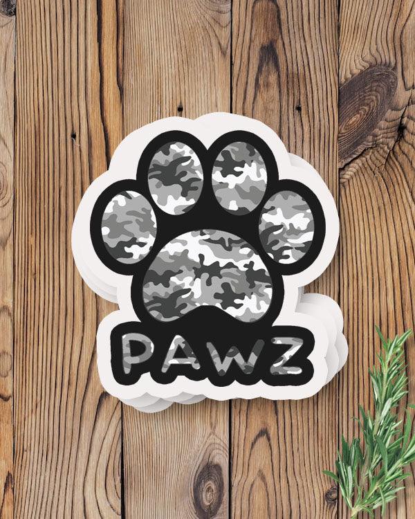 Pawz Black & White Camo Vinyl Sticker - Pawz