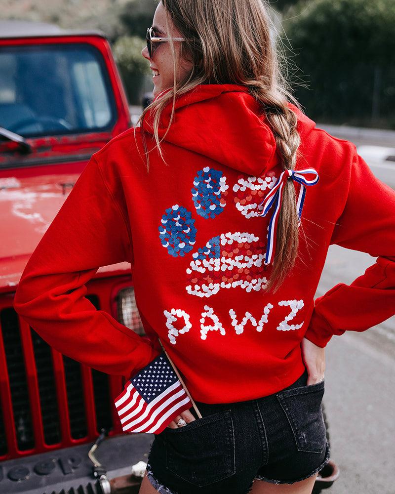 Pawz Indepawdence Red Zip Up Hoodie - Pawz