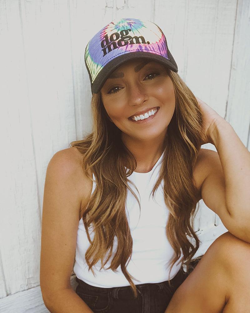 Pawz Dog Mom Fluorescent Tie Dye Women's Trucker Hat - Pawz