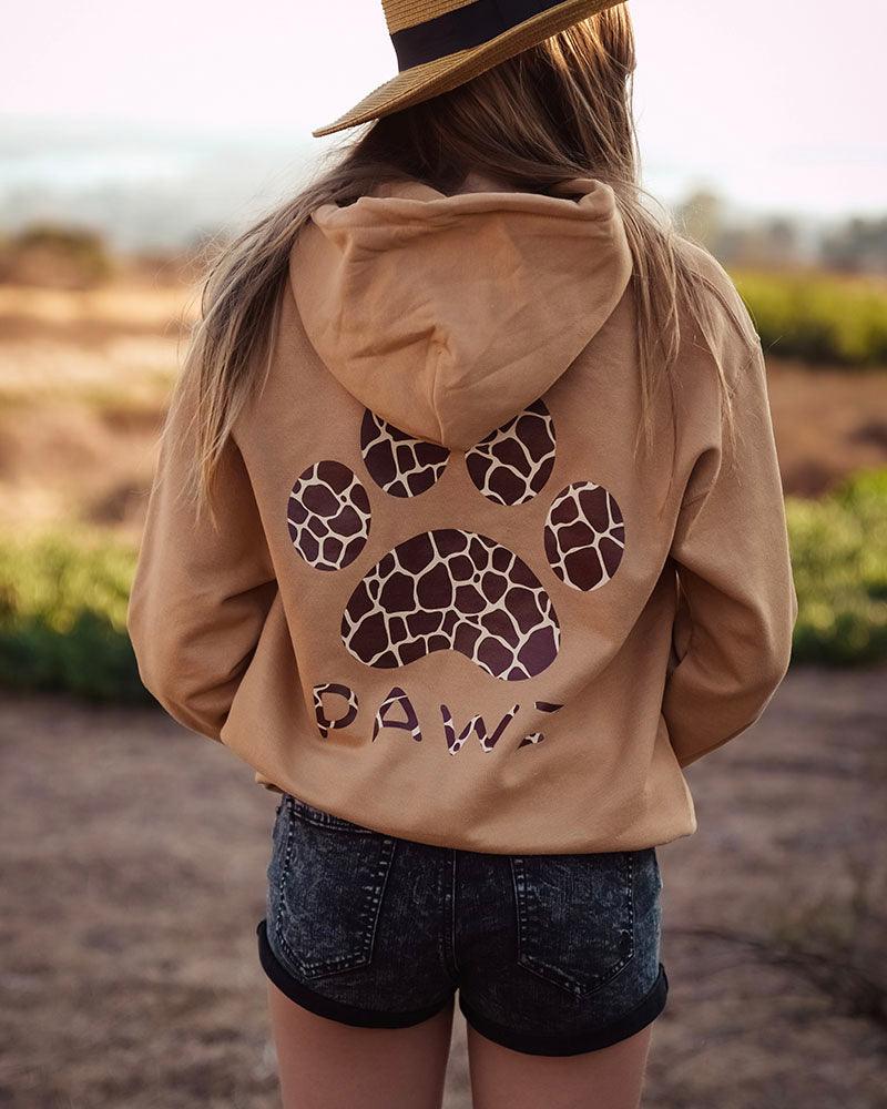 Pawz Giraffe Print Old Gold Hoodie - Pawz