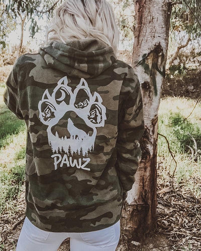 Pawz Woof Paw Print Camo Hoodie - Pawz