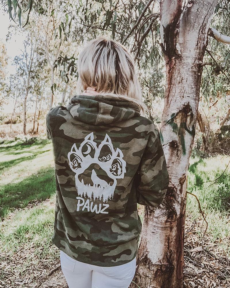 Pawz Woof Paw Print Camo Hoodie - Pawz