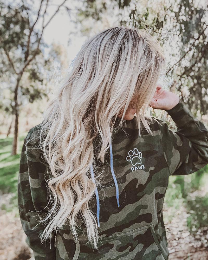 Pawz Woof Paw Print Camo Hoodie - Pawz