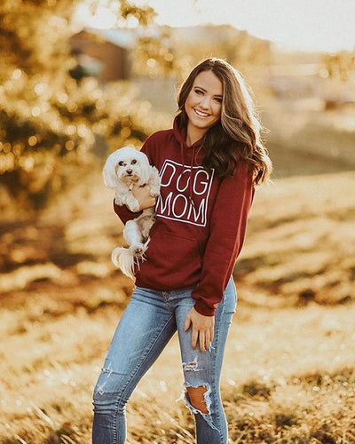 Pawz Simple Dog Mom White Print Hoodie - Pawz