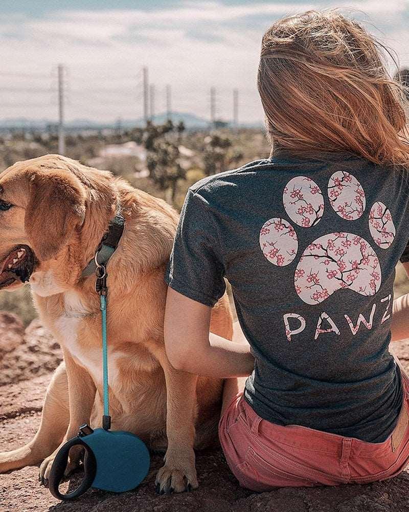 Short Sleeve Charcoal Cherry Blossom Print - Pawz