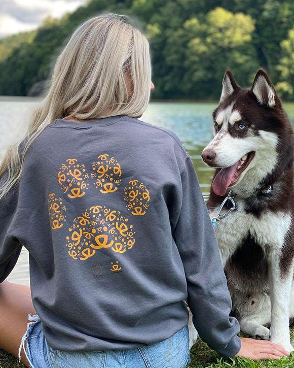Pawz + Best Friends Orange Logo Paw Slate Crewneck - Pawz