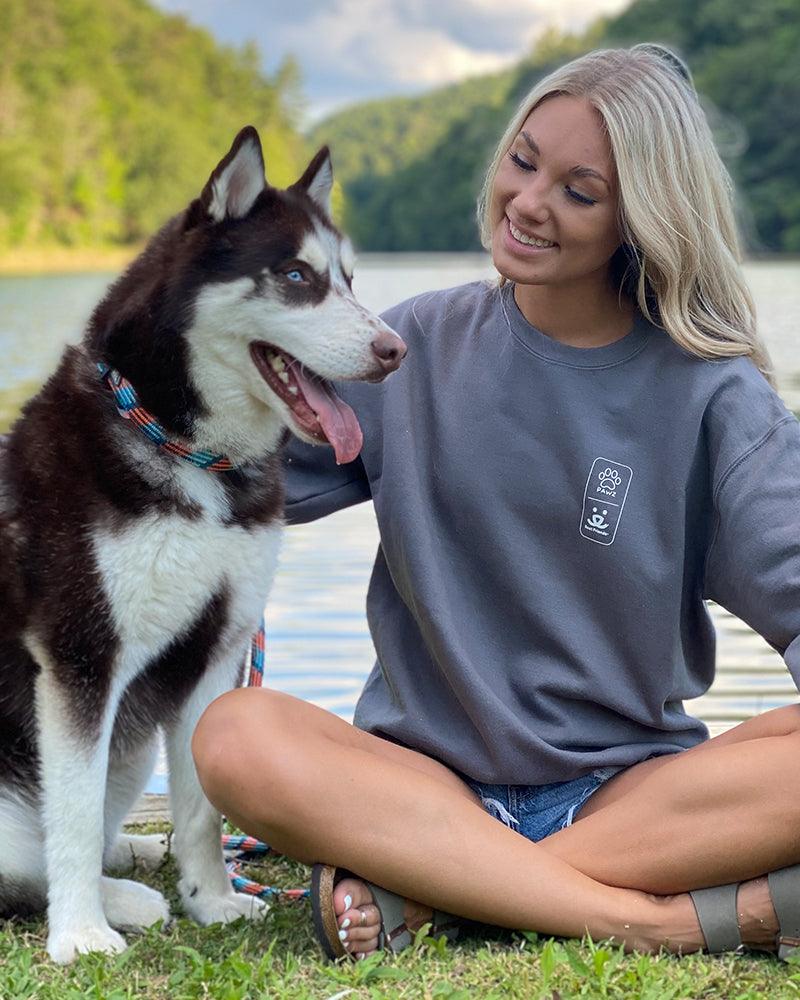 Pawz + Best Friends Orange Logo Paw Slate Crewneck - Pawz