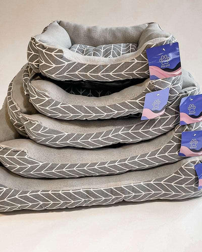 Pawz Grey Herringbone Cuddler Pet Bed - Pawz