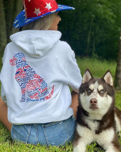 Pawz Patriotic Pup (Back) White Hoodie - Pawz