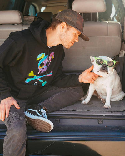 Pawz Watercolor Skull & Bones Black Hoodie - Pawz