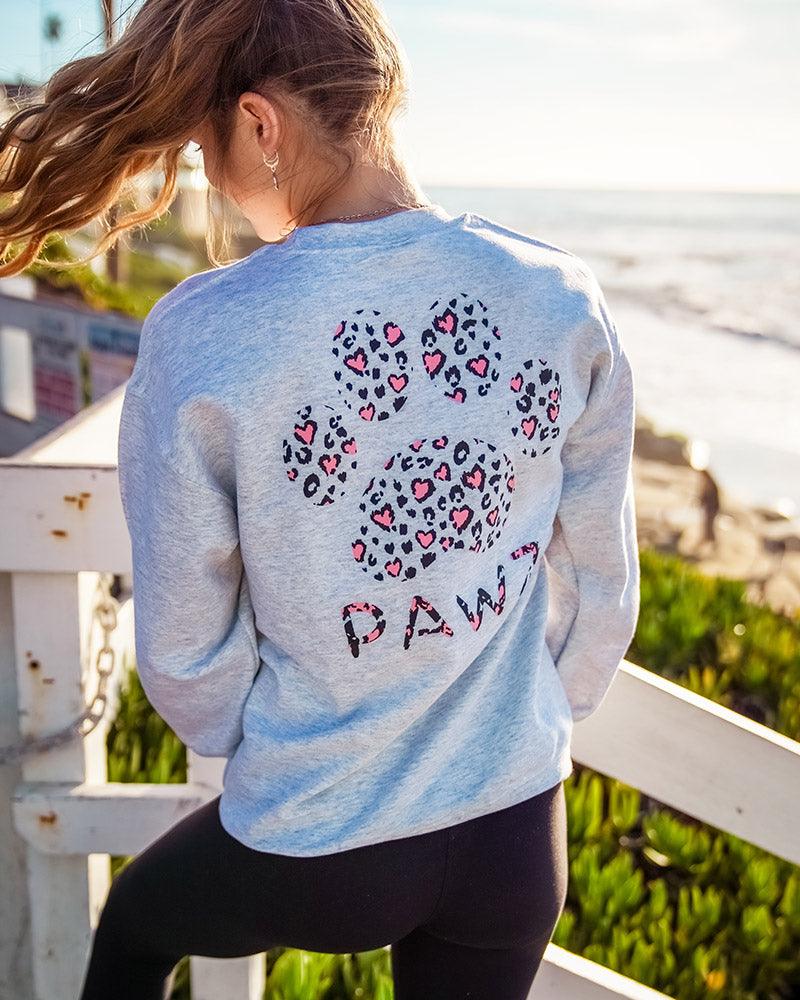 Pawz Cheetah Hearts Ash Crewneck - Pawz