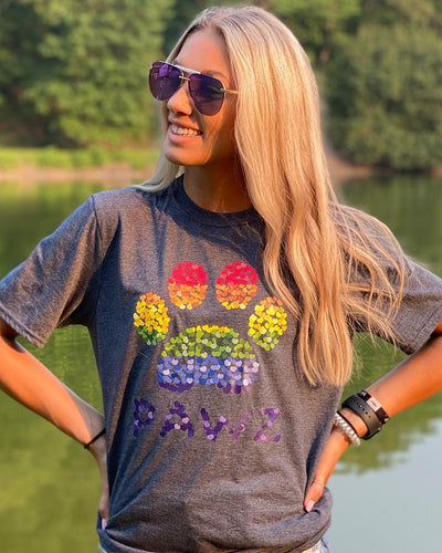 Pawz Rainbow Hearts Front Print Tee - Pawz
