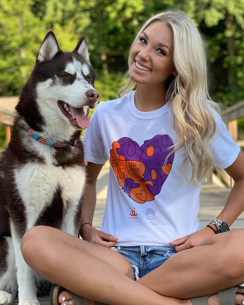 Pawz + Best Friends Animal Heart White Tee - Pawz