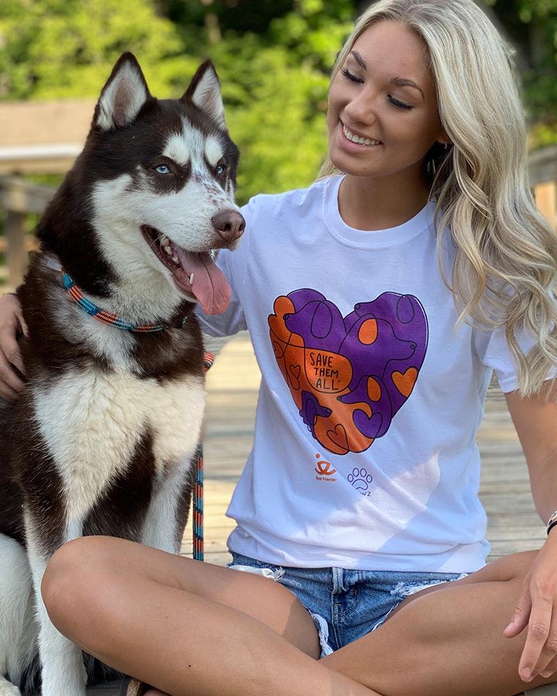 Pawz + Best Friends Animal Heart White Tee - Pawz