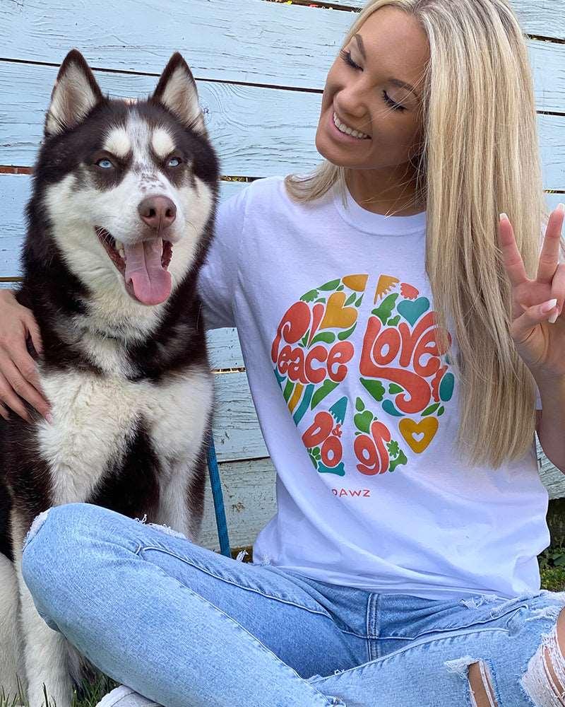 Pawz Peace, Love, & Dogs White Tee - Pawz