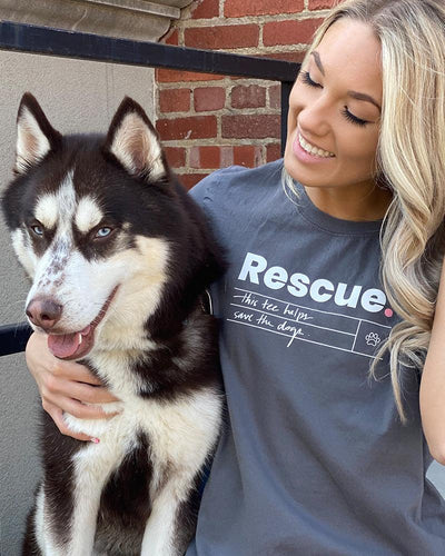 Pawz Rescue White Print Slate Gray Tee - Pawz