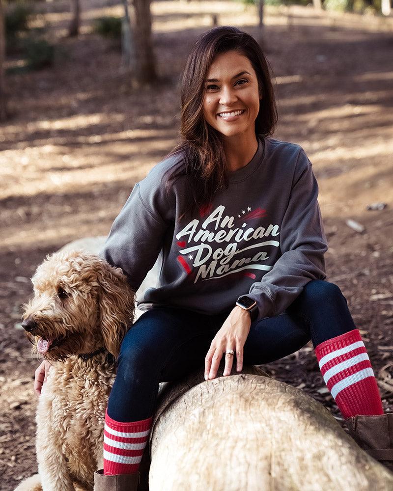 Pawz An American Dog Mama Slate Crewneck - Pawz